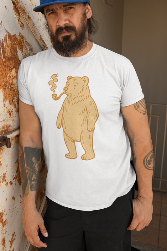 Smoking bear organic cotton T-shirt